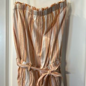 Strapless cloth & stone strapless jumper striped linen tie waist size xs pocket